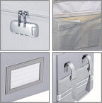 ENGPOW File Box with Lock, Fireproof Document Box with Zipper＆Pockets, Collapsible File Organizer Filing Storage Cabinet with