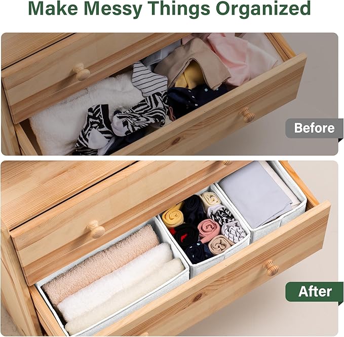 Kootek 16 Pack Drawer Organizer Clothes, Dresser Drawer Organizers for Clothing Fabric Foldable Closet Organizers and Storage