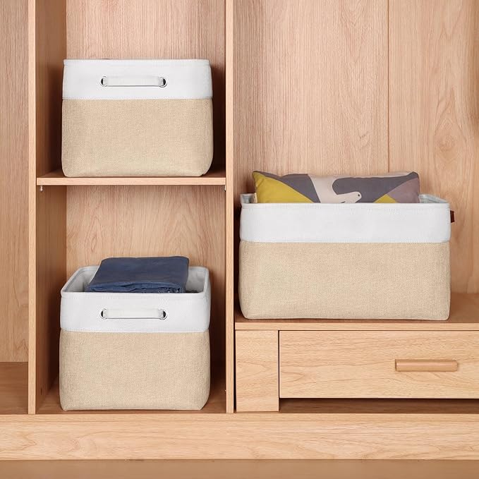 Kntiwiwo Foldable Storage Bin Collapsible Fabric Storage Basket Cube with Durable Handles Closet Organizer Bins for Organizin
