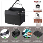 Car Seat Back Organizer Hanging Bag [2025 UPDATED] Foldable Backseat Storage Caddy with 5 Compartments & Adjustable Straps, Fits for Front/Back Headrest, Ultra-Durable - Black