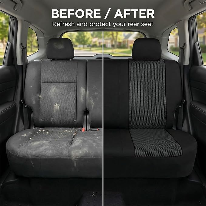 FH Group Automotive Rear Car Seat Covers for SUV, Trucks, Sedan and More - Universal Fit Front High Back & Rear Solid Bench D