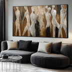 CHUDANHAO White and Brown Wall Art Graffiti Home Wall Decor Abstract Wall Pictures 24"x48" Decorations for Bedroom Dining Roo