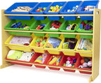Humble Crew Extra-Large Toy Organizer with 20 Plastic Bins – Primary/Natural Storage Rack with 4-Tier Shelves, Anti-Tip Safet