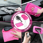 Viewsun 20PCS Car Cleaning Kit, Pink Car Interior Detailing Kit with Drill Brush Set, Windshield Cleaning Tool, Detailing Bru
