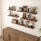 BGMG 30 inch Walnut Floating Shelves for Wall Set of 2,High End Solid Real Wood 30 in Floating Shelf,Rustic Wooden Wall Mount