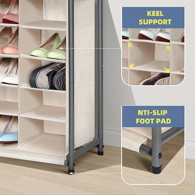 STORAGE MANIAC Stackable Shoe Cubby Organizer, Free Standing Shoe Cube Rack for Entryway, Bedroom, Apartment, Closet, 20-Cube