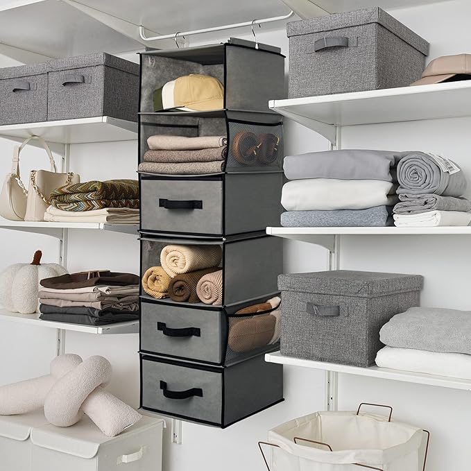 GRANNY SAYS 6-Shelf Hanging Closet Organizer, Separable to 2 Pack 3-Shelf, Closet Organization and Storage with 3 Different D