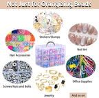 Bead Organizer Box, 84pcs Small Plastic Containers with Lids and Labels, 3-Tier Stackable Storage Box, Mini Clear Bead Storag