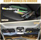MAIKER 2 Packs Car Sun Visor Organizer, Car Organizer with Zipper Visor Organizer Storage Pouch, Glasses Clip, Card Holder, Molle Panel for Tactical Gears, for Most Vehicles, SUVs & Trucks