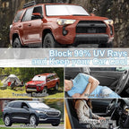 3PCS Car Window Shades Front Windshield Sun Shade Foldable Window Shade Custom Fit for 2017-2024 Toyota 4Runner Accessories Car Shades for Front Windows Anti-UV Rays Block Heat