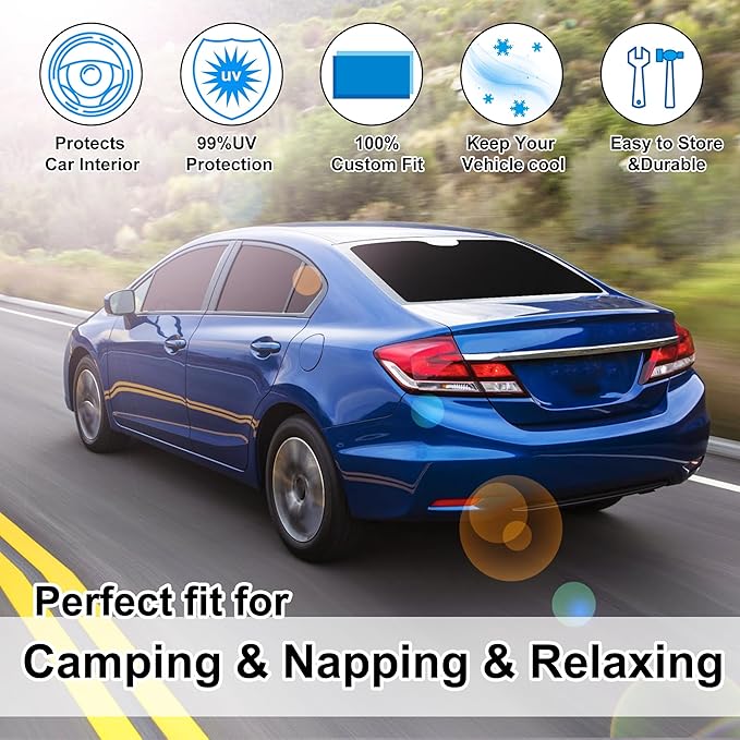 TINGLU Window Shades for Honda Civic 2012 2013 2014 2015 6PCS Accessories Car Side Full Windows Windshield Sun Shade Sun UV Rays & Privacy Protection for Camping,Napping,and Relaxing
