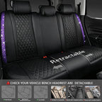 CAR PASS Bling Nappa Leather Car Seat Cover for Full Set Universal Luxury Waterproof Heavy-Duty Anti-Slip Cushioned Fit for S
