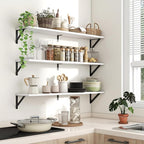 Axeman 40 Inch Floating Shelves | 8 Inch Deep White Wall Shelves Set of 2 | 39.4" W x 8" D Rustic White Wood Shelves for Bath