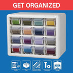 Akro-Mils 16-Drawer Plastic Drawer Storage Cabinet for Garage Organization, Beads, Makeup Organizer, Building Bricks Storage,