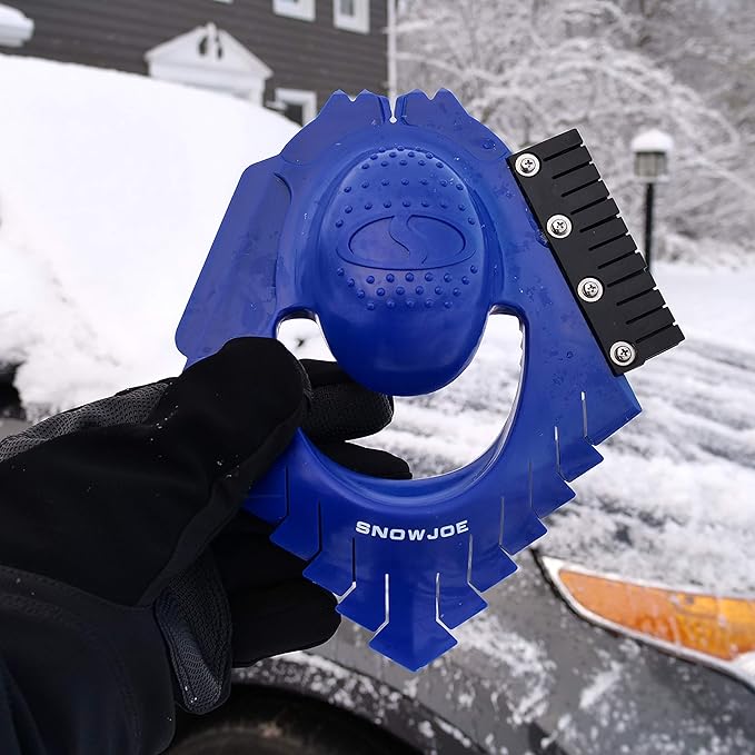 Snow Joe SJEG-DZ Ice Dozer Ice and Snow Scraper Tool | Squeegee Brush, Blue