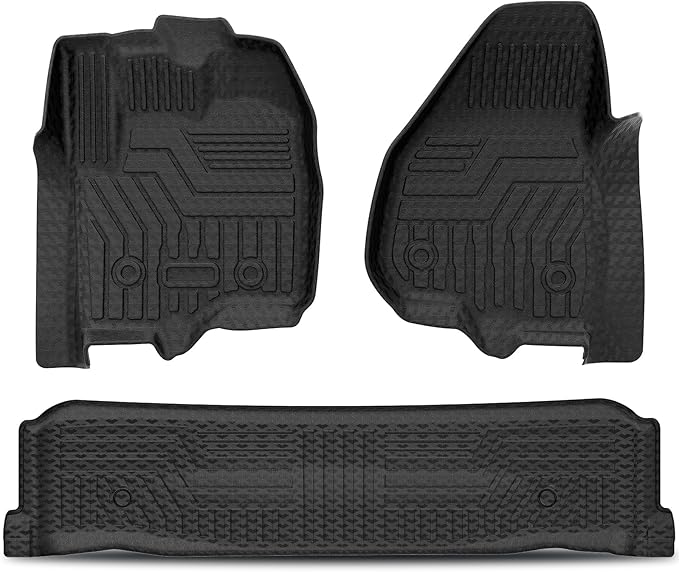 KUST Floor Mats for 2012-2016 Ford F250 F350 F450 Super Duty Crew Cab, TPE Rubber All Weather Floor Liners for F250 Accessories Car Mats Front Rear 2 Rows Set High Edge