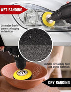 130Pcs Headlight Restoration Kit, 3 Inch Wet Dry Sanding Discs 80-5000 Grit with Drill Attachments & Polishing Pads, Car Head