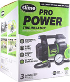 Slime 40031 Tire Inflator, Portable Car, SUV, 4x4 Air Compressor, Pro Power, Heavy Duty, with Analog 150 psi Dial Gauge, Long Hose and LED Light, 12V, 3 min inflation