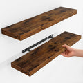 Fun Memories Floating Shelves for Wall, Rustic Wood Wall Mounted Shelves for Bathroom, Bedroom, Living Room and Kitchen, Stor