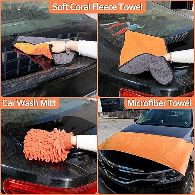 THINKWORK Car Cleaning Kit, Car Washing Kits for Vehicles, Car Detailing Kit Suitable for Small and Medium Vehicles Such As C