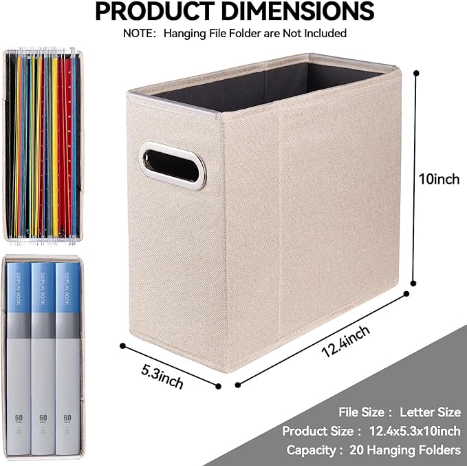 8 Packs Letter Size File Organizer, File Folders Organizer, Fabric Storage Box, Collapsible Paper Organizer with Metal Handle