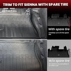LASFIT Floor Mats & Cargo Liner for Toyota Sienna 8 Seats 2021-2025 2026 All Weather TPE Custom Fit Floor Liner for Sienna LE/XLE Front and Rear Car Mat & Trunk Mat, Black