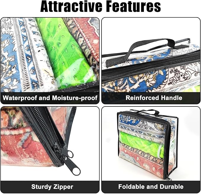 10 Pcs Extra Large Clear Travel Packing Cube，16 x 12 x 4 Clear Vinyl Zippered Storage Bags See Through Moving Bag Plastic Sto