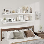 Fun Memories White Deep Floating Shelves, 72 x 12 Inch Long Wall Shelves, Large Display Shelf & Storage Shelf, Wood Floating 