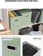 Oterri File Organizer Box with Lid, Hanging Filing File Box with Mesh Pocket, Document Organizer Box for Letter Files, Portab