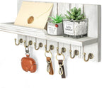 Rebee Vision Farmhouse Key and Mail Holder for Wall - Decorative Mail Organizer Wall Mount with 7 Hooks and Mounting Hardware
