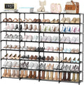 Large Shoe Rack Organizer, 4-Row 8-Tier Tall Shoe Storage Shelf for Closet, Entryway, Garage, Metal Free Standing Shoe Holder
