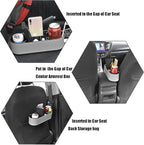 iokone Coin Side Pocket Console Side Pocket Leather Cover Car Cup Holder Auto Front Seat Organizer Cell Mobile Phone Holder (Slim-Gray)