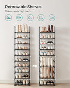 SONGMICS Shoe Rack, 10-Tier Shoe Organizer, Metal Storage Shelf, Upright or Upside Down, for 11-22 Pairs, for Entryway, 11.8 