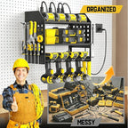 SPACECARE Power Tool Organizer with Charging Station 6 Outlets, 3-Layer Heavy Duty Wall Mount Drill Storage Rack, Cordless To