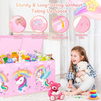 Mabahoo Extra Large Toy Chest, Collapsible Sturdy Toy Storage Organizer with Lids, 40"X14"X16" Large Kids Toybox Storage Bins