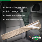 Seatbelt Covers - Removable Car Seat Belt Cover for Women, Men, Kids - Tan 20 in Long Waterproof Seat Belt Cushion with Protection from Sweat and Odor for All Vehicles