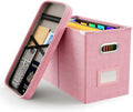 Oterri File Organizer Box with Lid, Hanging Filing File Box with Mesh Pocket, Document Organizer Box for Letter Files, Portab