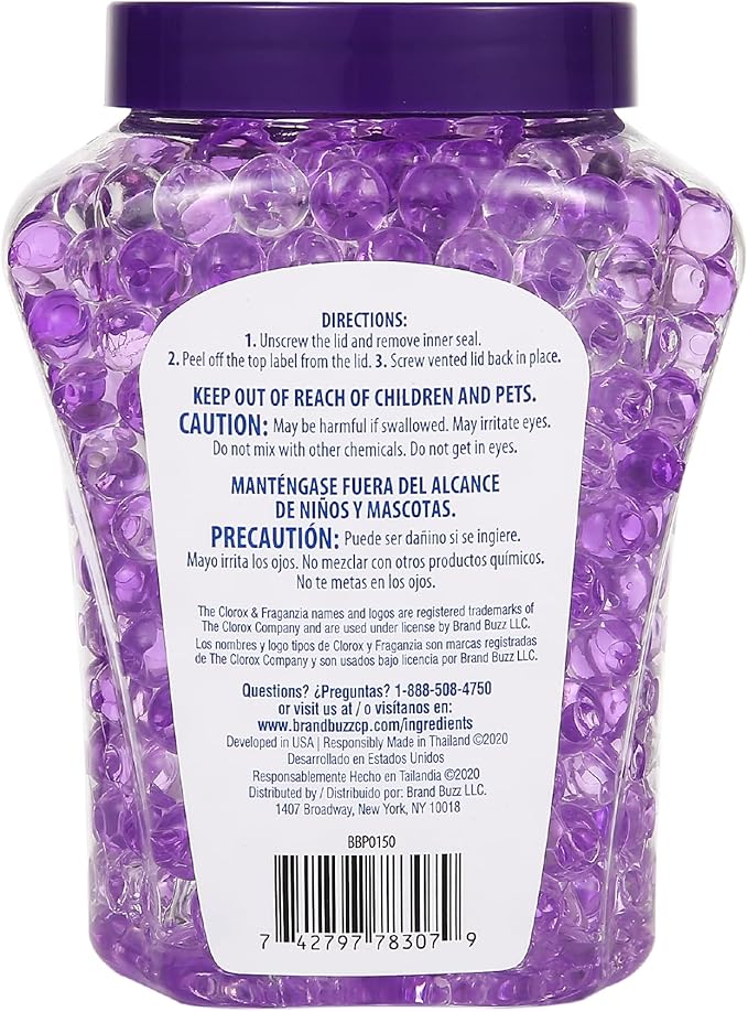 Clorox Fraganzia Crystal Beads Air Freshener, Long Lasting Room Deodorizer and Odor Eliminator Gel Beads to Freshen Home, Car