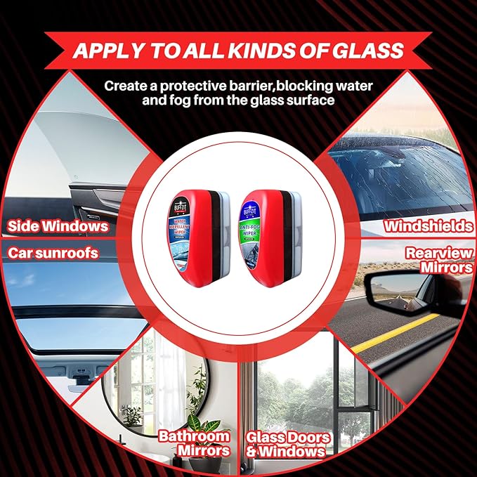 Car Water Repellent & Anti-Fog for Windshield – Quick Interior & Exterior Glass Treatment Bundle, Rain Repellent & Antifoggin