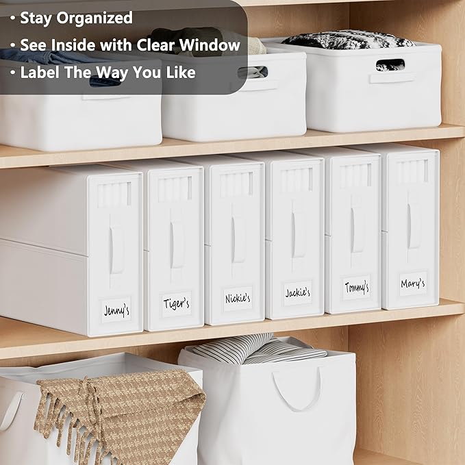 SheetCube Bed Sheet Organizers and Storage 6 Pack, Foldable Linen Closet Organizer with Window and Label, Bedding Folder Stor