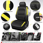 CAR PASS Memory 3D Foam Car Seat Covers Full Set, Breathable Mesh Thick Seat Covers for Car, Yellow Leather Seat Covers, Univ