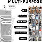 Simple Houseware 24 Pockets Large Clear Pockets Over The Door Hanging Shoe Organizer, Gray (56" x 22.5")