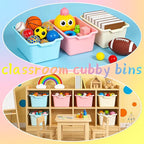 WUWEOT 16 Pack Cubby Bins Classroom Toys Bins, Plastic Books Storage Bins, Easy-to-Grip Stackable Crafts Organizer for Classr