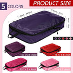 5 Pack Compression Packing Cubes for Travel Space Saving Cubes Luggage Organizer for Suitcase(Purple,Mixed)