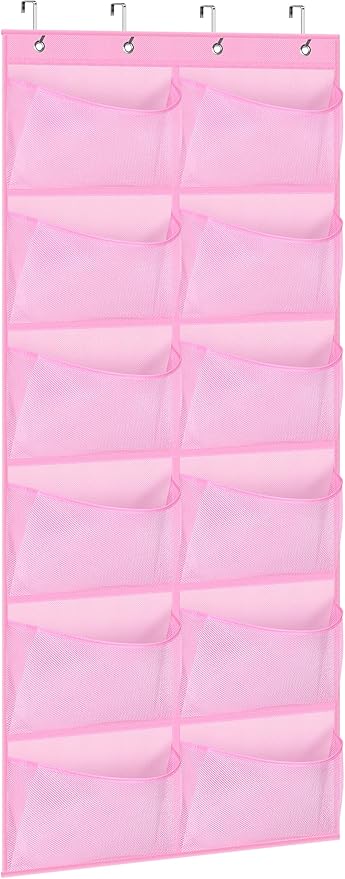 KIMBORA 12 Large Mesh Pockets Over the Door Shoe Organizer for Closet Hanging Shoe Rack for Door Sneaker Hanger Boot Storage 