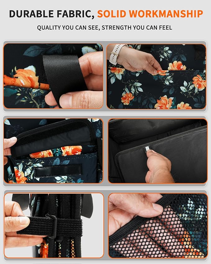Sturdy Car Trunk Organizer - Large Capacity Trunk Organizer for SUVs & Sedans, Hard-Shell One-Piece Design with Cute Print,