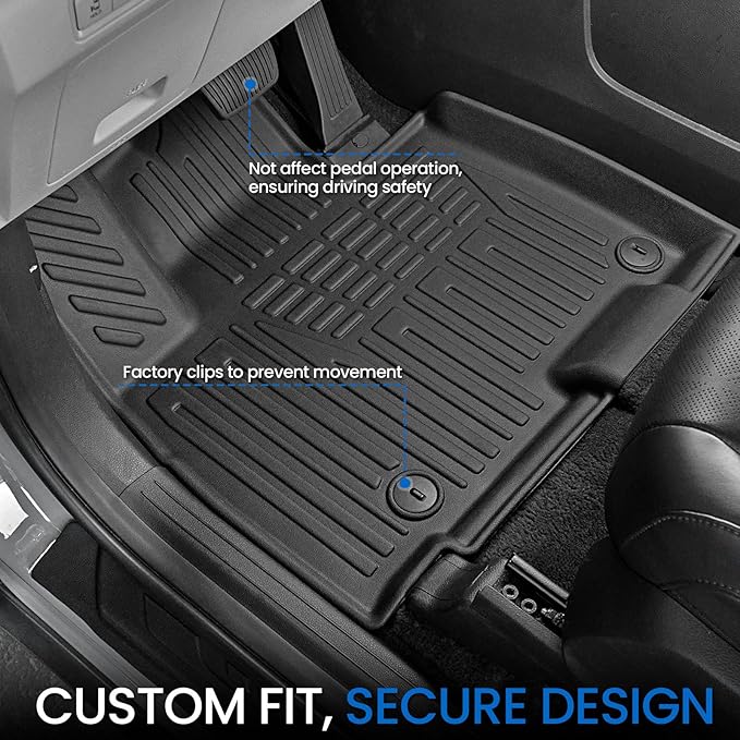 Floor Mats Set for 2022-2025 2026 Kia Carnival 8 Seats(Gas Only), All Weather TPE Backrest Mat Trunk Lower Well Mat Cargo Liner Door Sill Guards Accessories (Full Mats Set for Full Coverage)