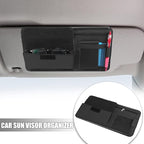 X AUTOHAUX Black Universal Car Sun Visor Organizer Sunglasses Case Storage Pocket Hook and Loop Tape ABS PU Leather for SUV RV Truck