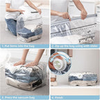 Cube Vacuum Storage Bags, 6 Pack Medium Size (25x19x11 inch), Vacuum Seal Bags for Clothing, Compression Packing for Clothes,