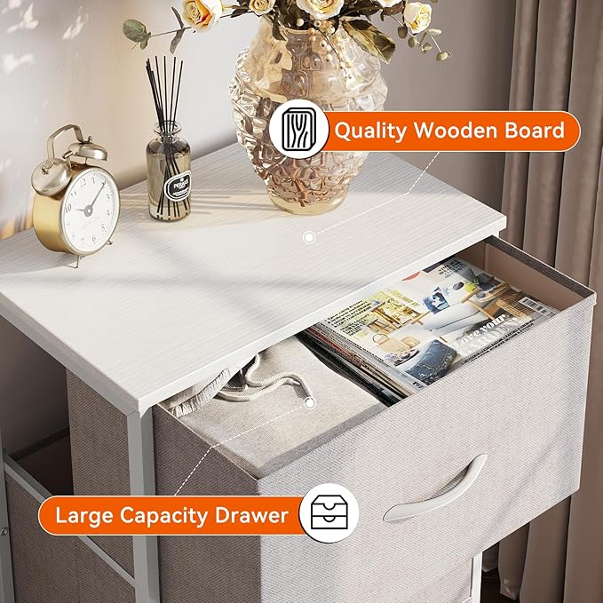 AODK Dresser for Bedroom Nightstand Small Dressers Chest of Drawers End Table for Living Room, Closet Dresser with 3 Storage 